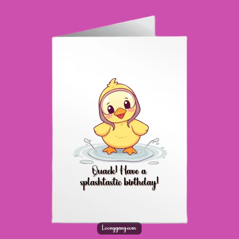Free Printable Birthday Card: Happy Duckling in Galoshes, Splashy Downloadable Greeting for Fun