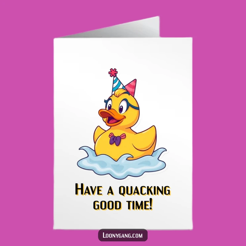 Free Printable Birthday Card: Rubber Ducky Party Splash - Funny Downloadable Gift