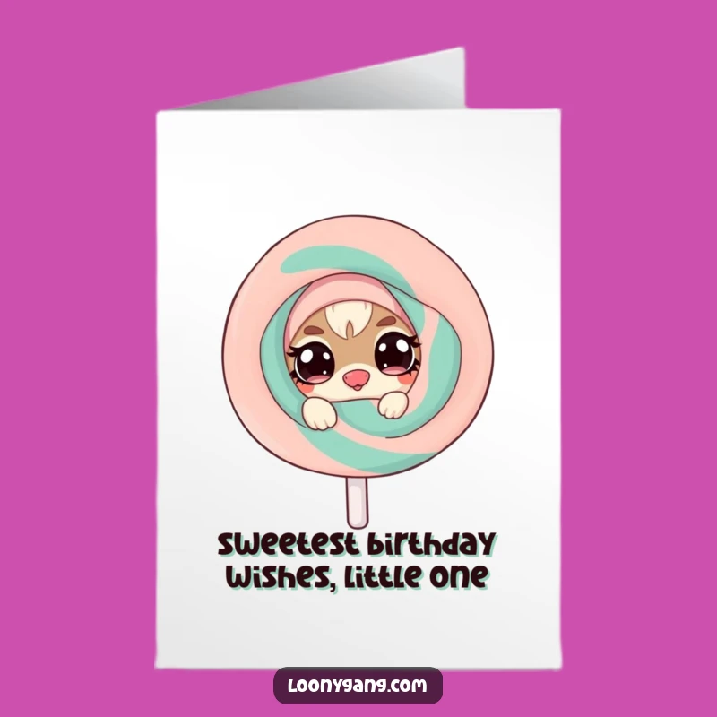 Free Printable Funny Birthday Card: Creature Behind Lollipop, Hilarious Downloadable Gift