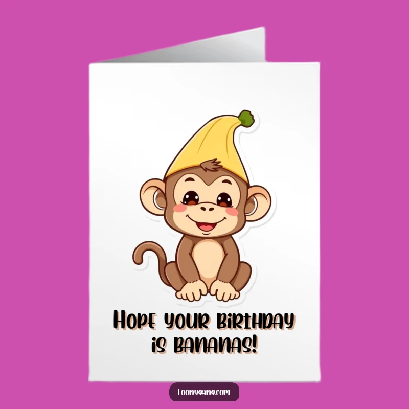 Free Printable Monkey Birthday Card: Banana Hat Humor Downloadable Gift