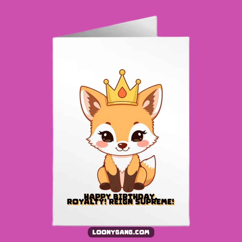 Free Printable Birthday Card: Proud Fox Cub Crown, funny downloadable gift!
