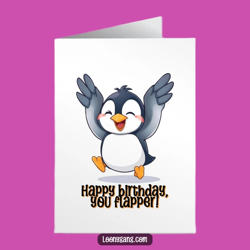 Free Printable Penguin Birthday Card: Goofy Flying Fun Downloadable Gift