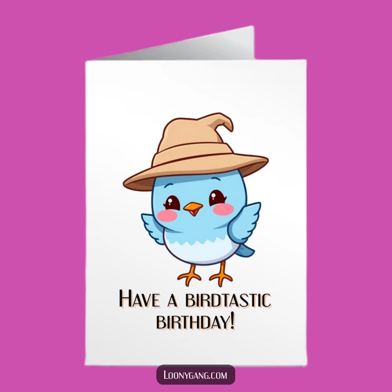 Free Printable Bird Birthday Card: Crooked Hat Fun! Big Smiles. Downloadable