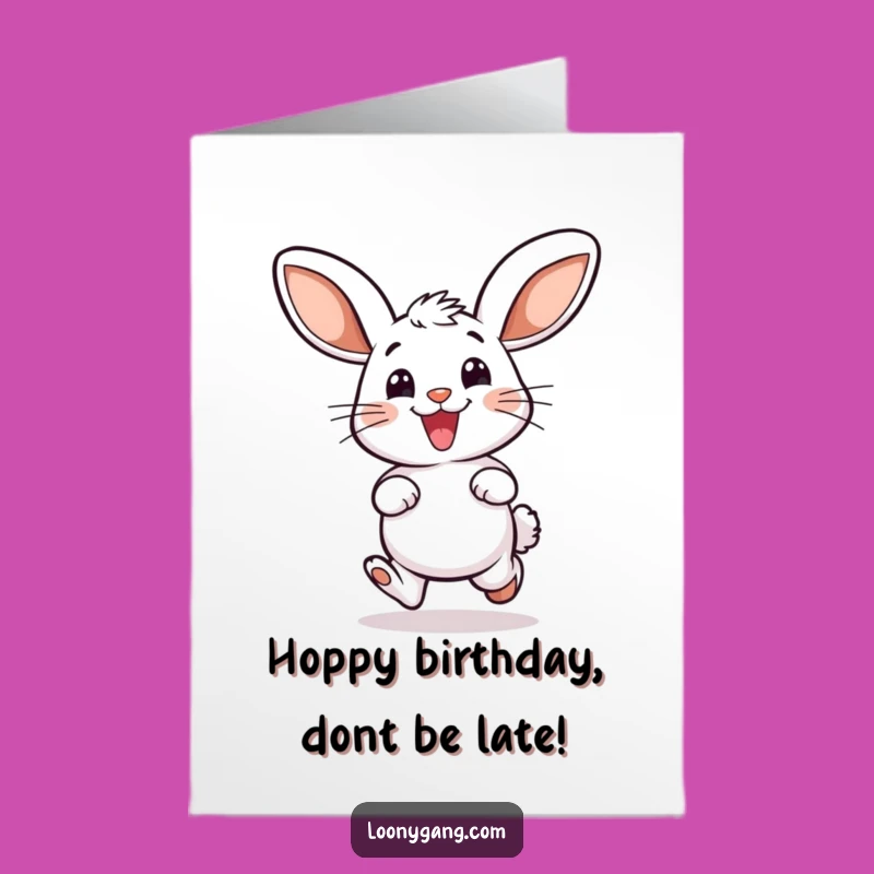 Free Printable Hoppy Bunny Birthday Card: Funny Downloadable Gift for a Cheerful Pal