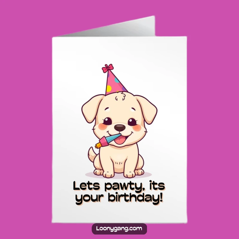 Free Printable Party Dog Birthday Card: Funny Downloadable Gift for Canine Lovers
