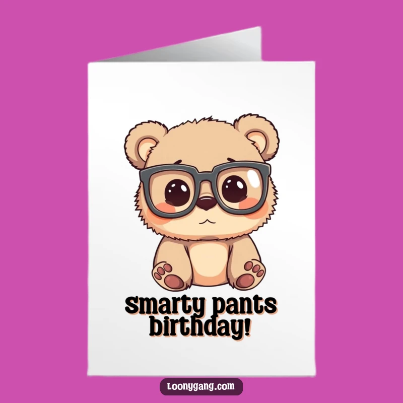 Free Printable Bear Cub Birthday Card: Silly Glasses Downloadable Gift