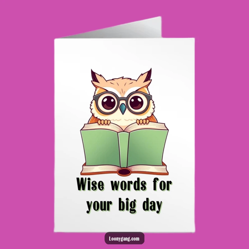 Free Printable Birthday Card: Funny Owl Over Book, Cheerful Downloadable Greeting for Laughs