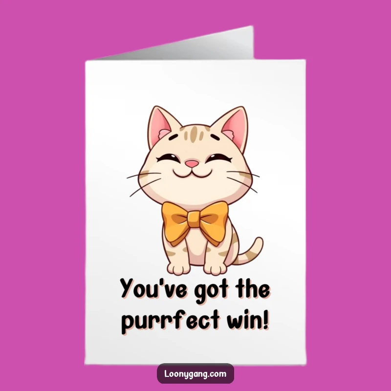 Free Printable Cat Congrats Card: Silly Bowtie Cat Downloadable