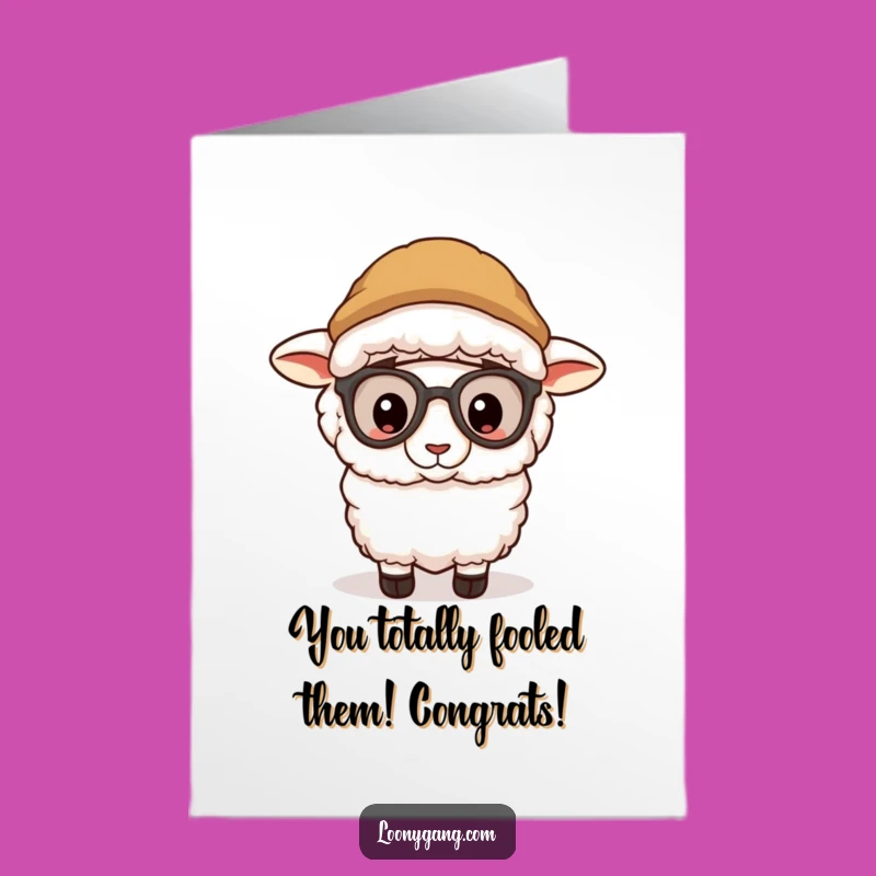 Free Printable Congrats Card: Silly Sheep Disguise, funny downloadable gift!