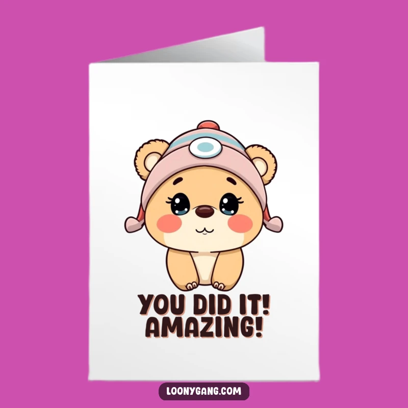 Free Printable Congrats Card: Surprised Bear Cub Funny Downloadable