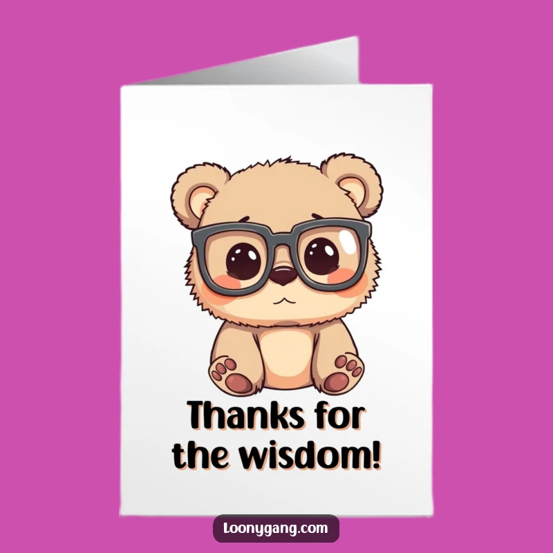 Free Printable Bear Cub Thank You Card: Silly Glasses Downloadable Gift