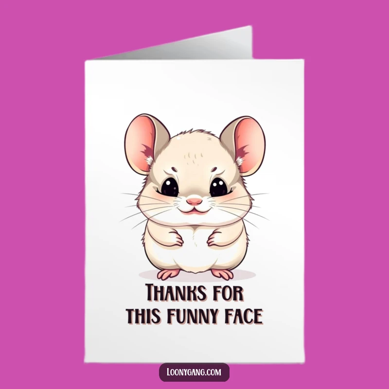 Free Printable Funny Chinchilla Thank You Card: Funny Face, Grateful Downloadable Gift