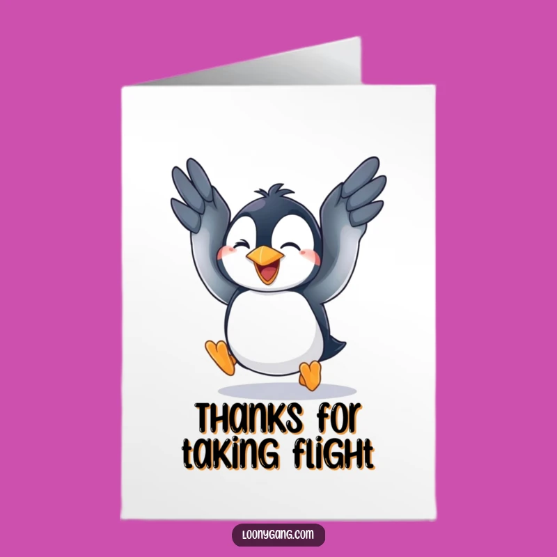 Free Printable Penguin Thank You Card: Wacky Flight Thanks Downloadable