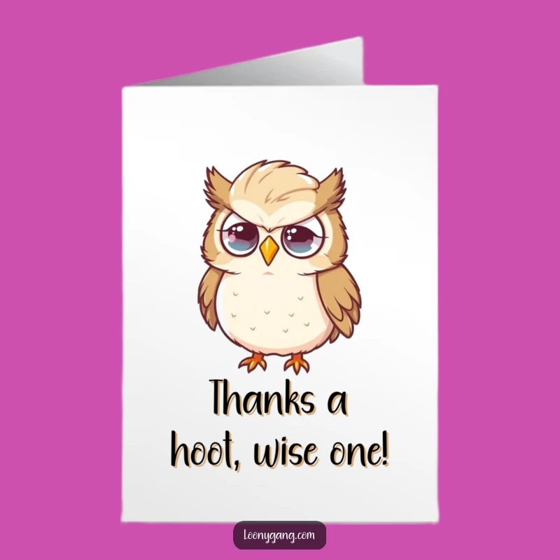 Free Printable Thank You Card: Flustered Owl Feather Funny Downloadable Gift