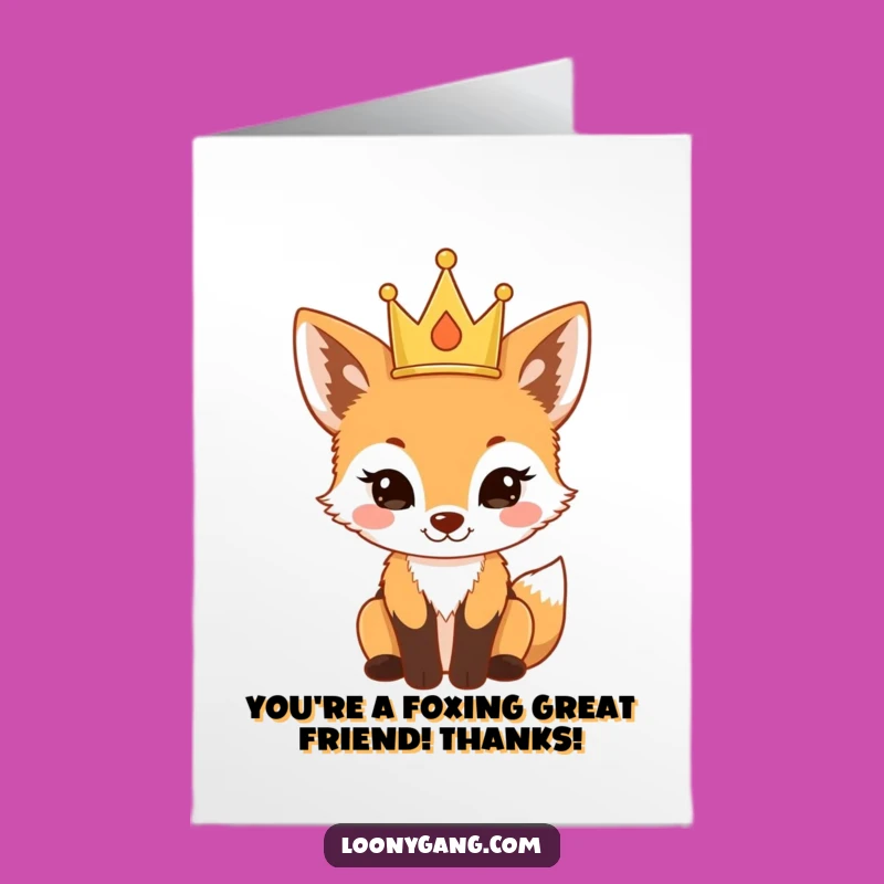Free Printable Thank You Card: Proud Fox Cub Crown, funny downloadable gift!