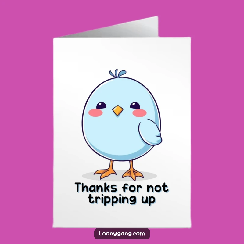 Free Printable Thank You Card: Wobbly Blue Bird Expresses Gratitude - DIY Gift Idea