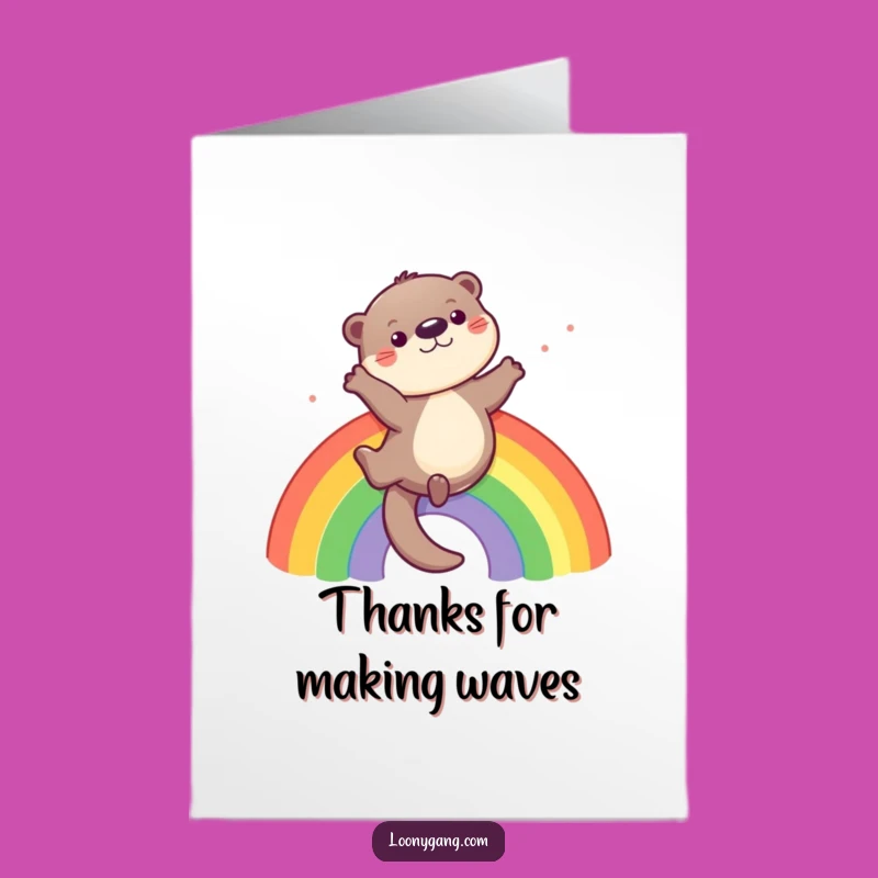 Funny Free Printable Thank You Card: Otter Rainbow Glide - Downloadable Gratitude