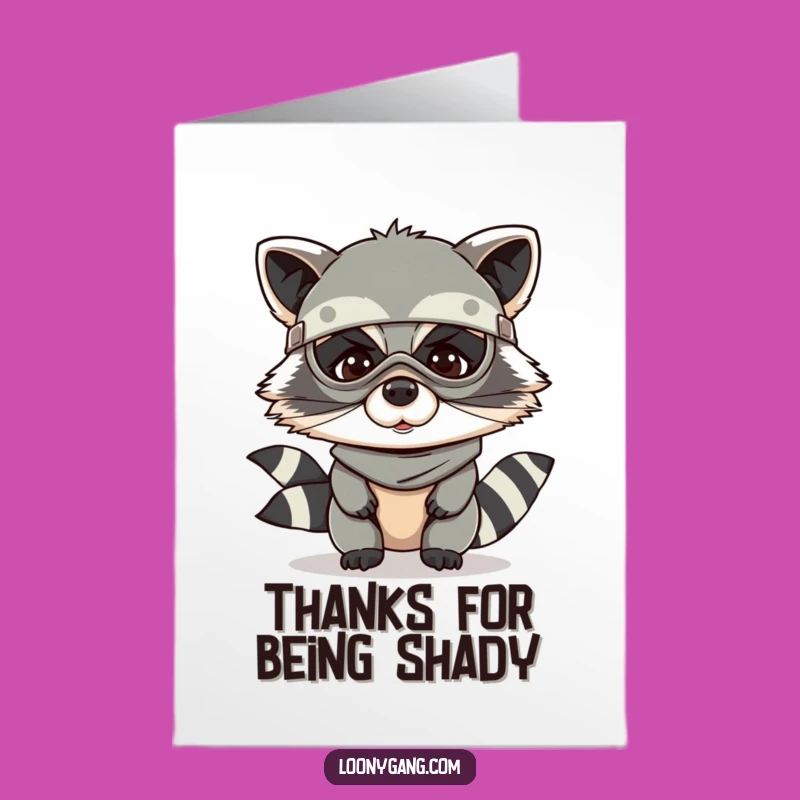 Funny Free Printable Thank You Card: Giggling Bandit Raccoon - Downloadable Gratitude