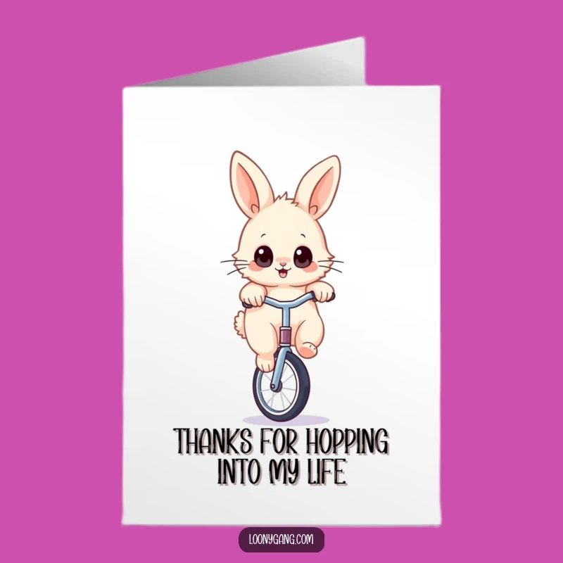 Free Printable Bunny Thank You Card: Funny Unicycle Rabbit Gift