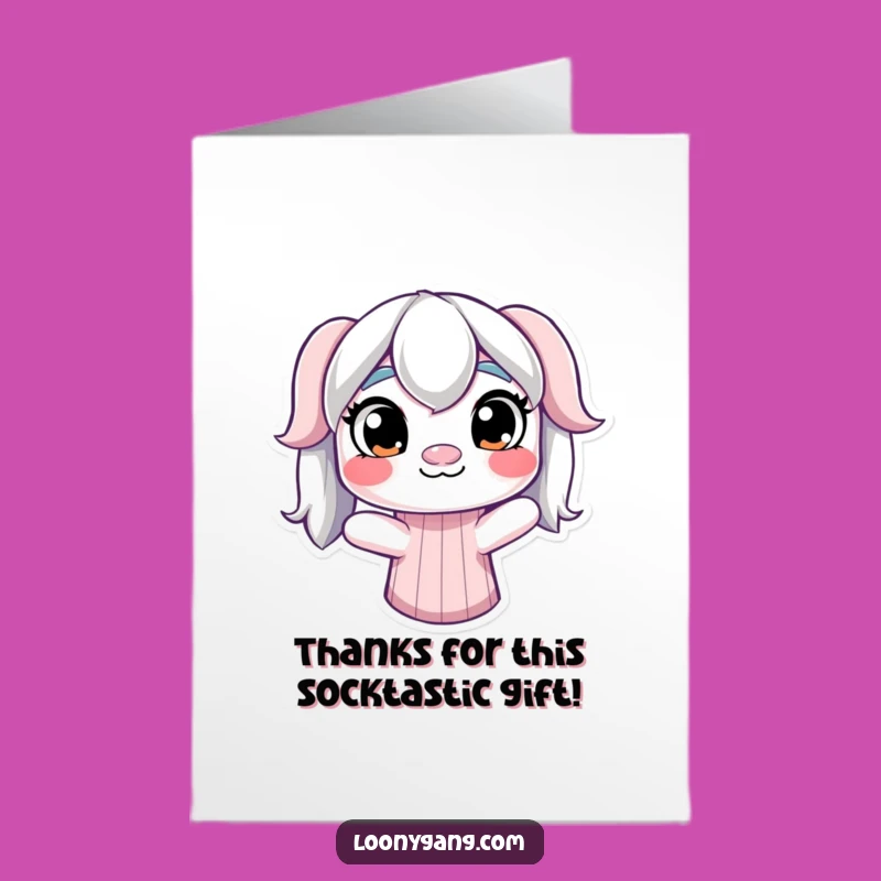 Free Printable Thank You Card: Sock Puppet Smile - Funny Gratitude Download