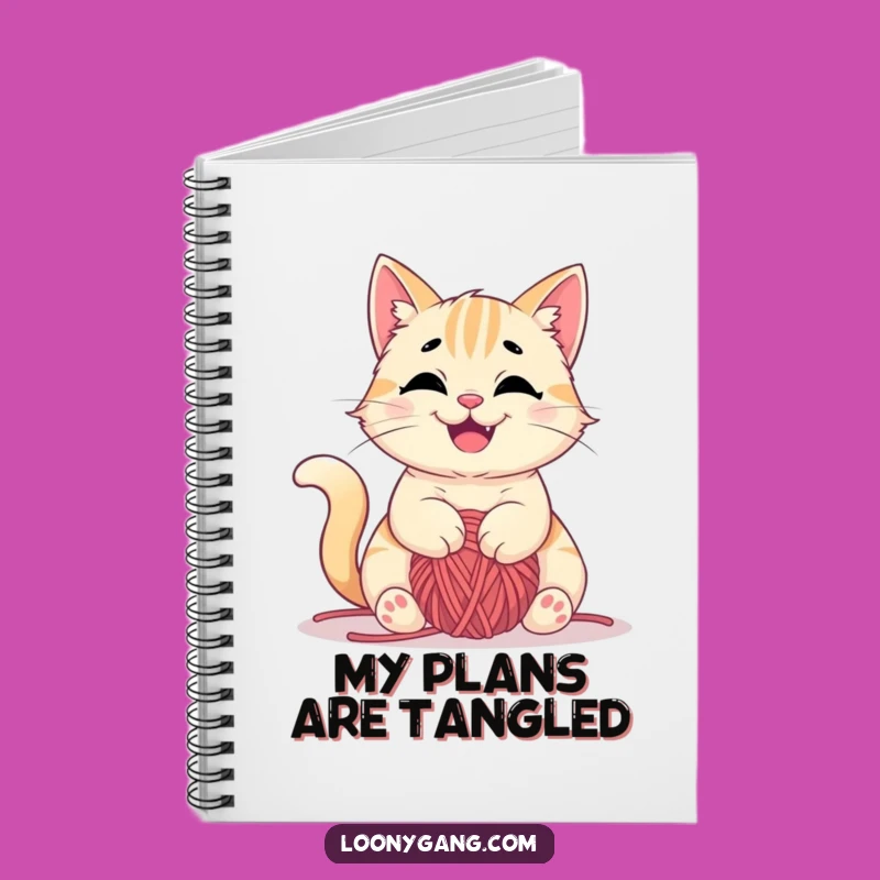 Funny Cat Yarn Notebook: Jot Down Ideas, Tangled Cat Cover, Funny Gift for Writers