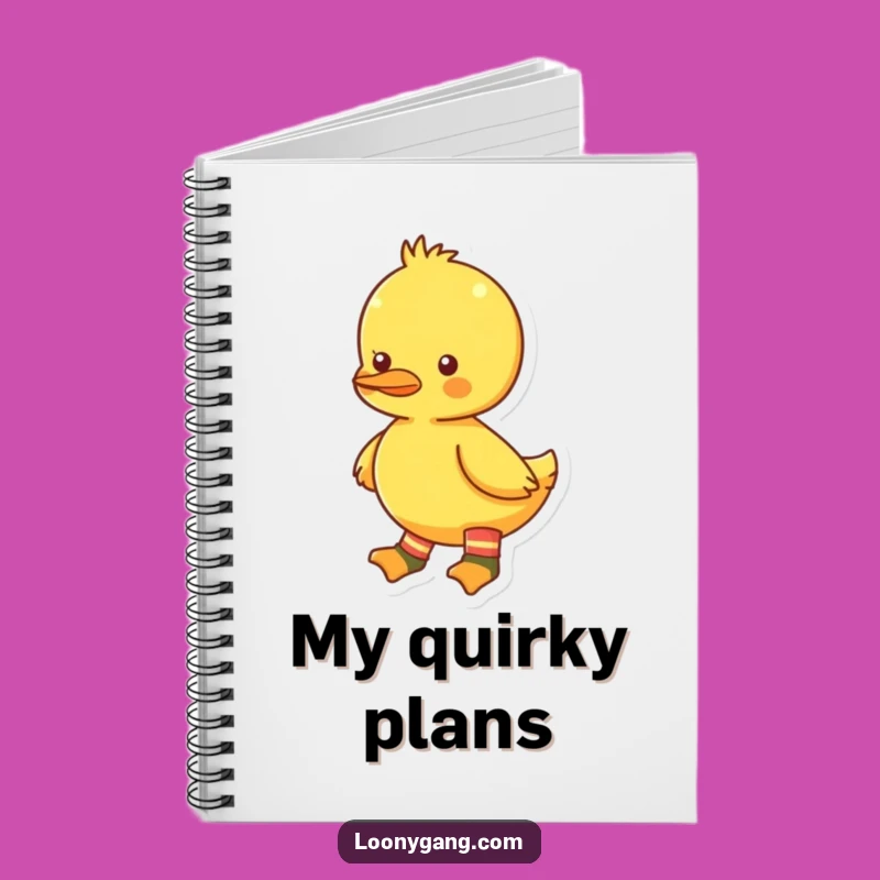Funny Mismatched Socks Duckling Notebook, Bright Yellow Journal, Humorous Gift for Writers