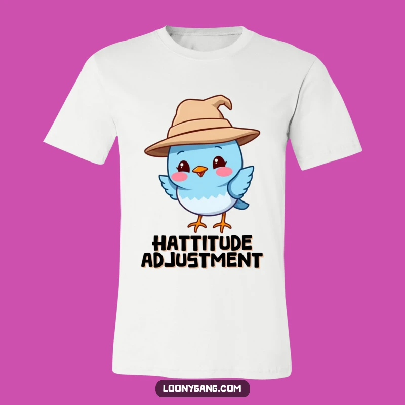 Funny Blue Bird T-Shirt: Quirky Bird in Big Hat, Comical & Humorous Apparel Gift