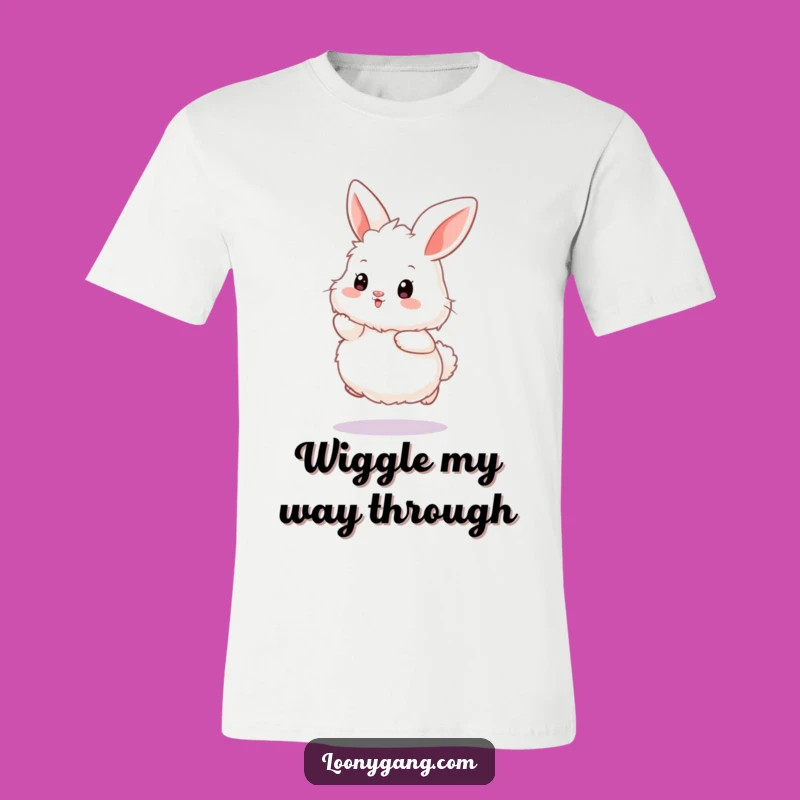 Funny Bunny Wiggle T-Shirt: Comical White Rabbit Hopping Design, Best Funny Gift Ever