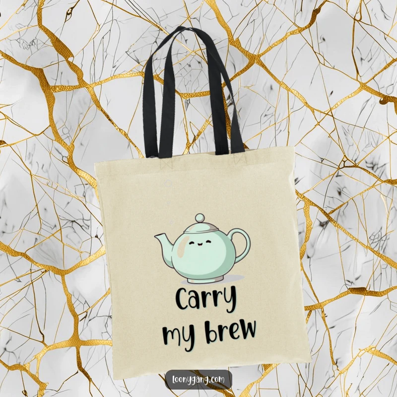 Funny Eccentric Teapot Tote Bag: An eccentric teapot whistles with a dramatic steam effect, perfect for carrying items with flair.