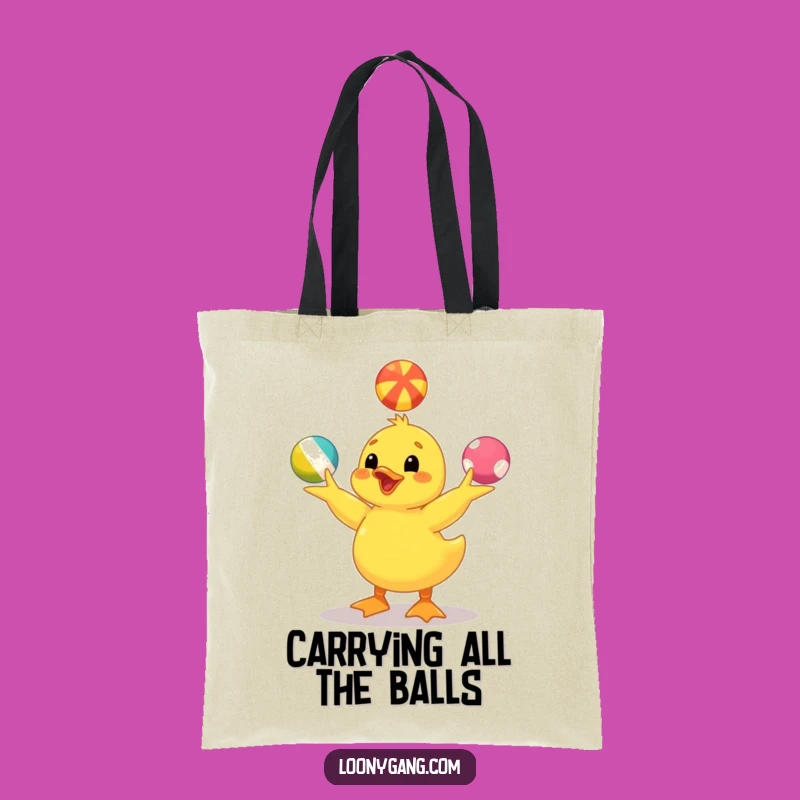 Funny Yellow Duckling Tote Bag: Juggling Style, Practical Carry-All Gift