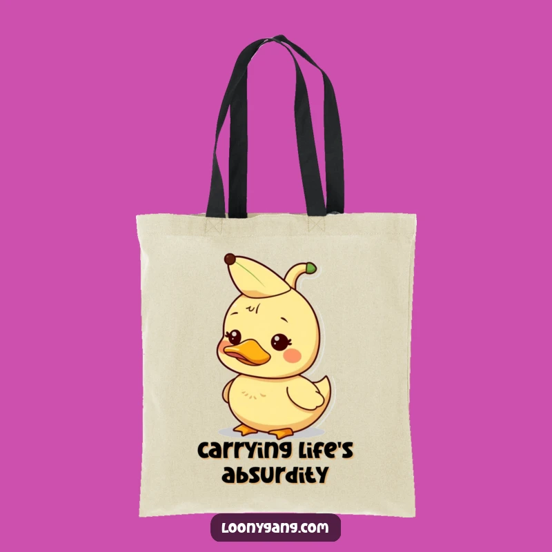 Funny Duckling Tote Bag: Banana Peel Carryall, Whimsical Gift