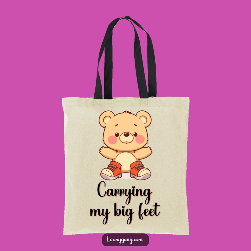 Funny Bear Cub Big Shoes Tote Bag - Adorable Wobbling Animal Carrier