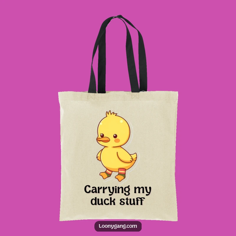Funny Mismatched Socks Duckling Tote Bag, Bright Yellow Carry-All, Humorous Gift Idea