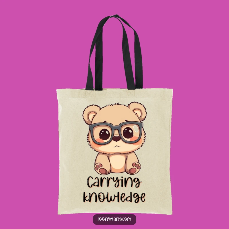 Funny Bear Cub Glasses Tote Bag: Silly Carry-All for Curious Minds