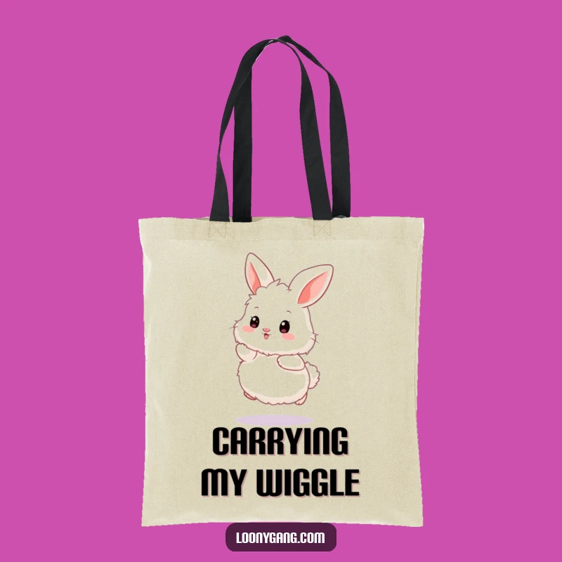 Funny Bunny Wiggle Tote Bag: Stylish Cartoon Rabbit Hopping, Practical Funny Gift