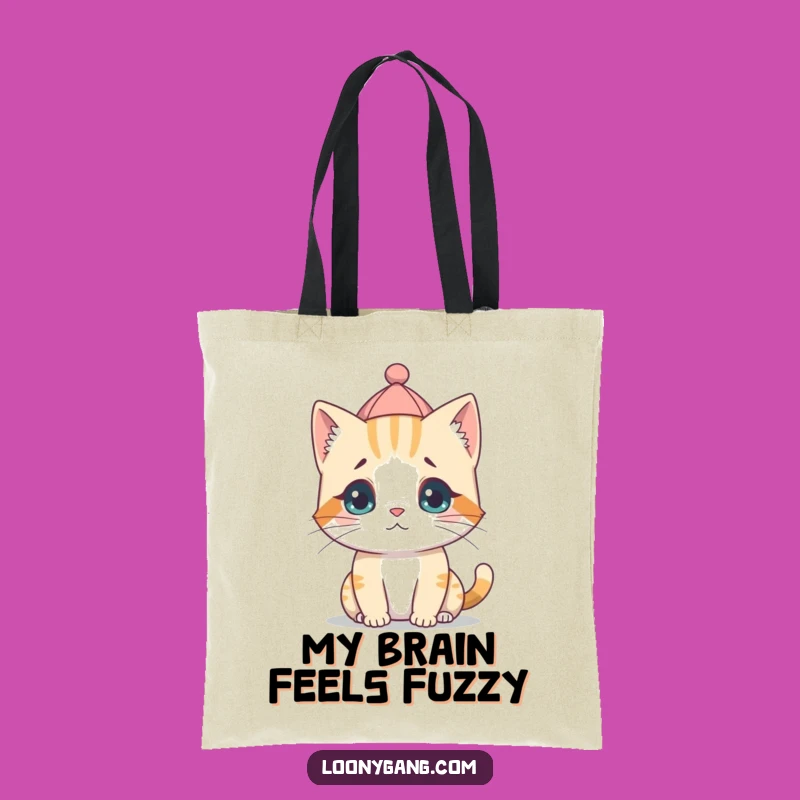 Funny Cat Cub Backwards Hat Tote Bag - Silly Confused Kitten Carrier