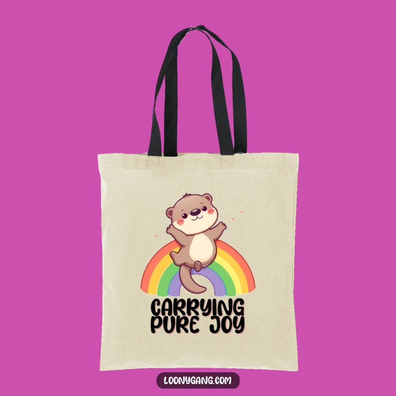 Funny Otter Rainbow Tote Bag: Carry Your Fun and Joy