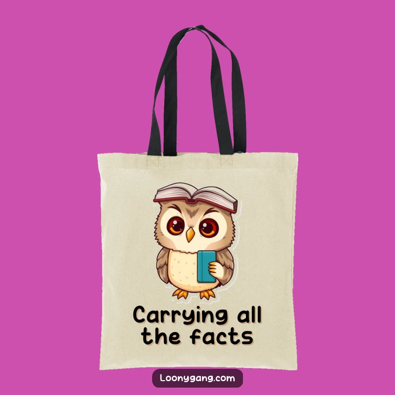 Funny Owl Cub Book Head Tote Bag - Bewildered Scholar Bag