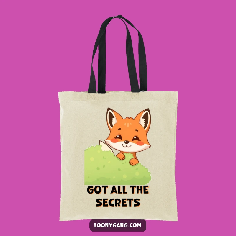 Funny Fox Tote Bag: Mischievous Grin Peeking Bush Carryall